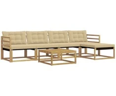 Lauko sofos komplektas 6 pcs Balta ir kreminė 79 x 79 x 37 cm