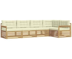 Lauko sofos komplektas 6 pcs Balta ir kreminė Poliesteris