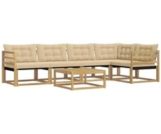 Lauko sofos komplektas 6 pcs Balta ir kreminė 79 x 79 x 37 cm