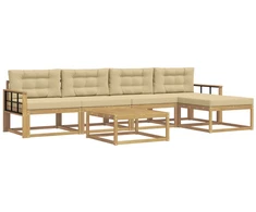 Lauko sofos komplektas 6 pcs Balta ir kreminė 79 x 79 x 37 cm