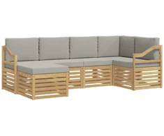 Lauko sofos komplektas 6 pcs Balta ir šviesiai pilka