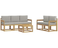 Lauko sofos komplektas 6 pcs Balta ir šviesiai pilka