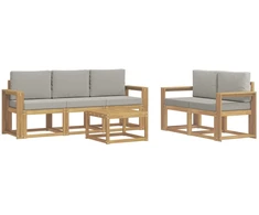 Lauko sofos komplektas 6 pcs Balta ir šviesiai pilka