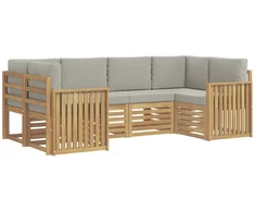 Lauko sofos komplektas 6 pcs Balta ir šviesiai pilka