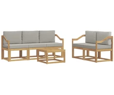 Lauko sofos komplektas 6 pcs Balta ir šviesiai pilka