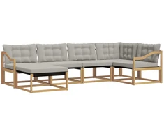 Lauko sofos komplektas 6 pcs Balta ir šviesiai pilka