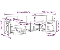 Lauko sofos komplektas 6 vnt. 6 vietos Balta ir šviesiai pilka