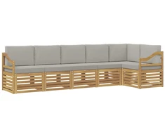Lauko sofos komplektas 6 pcs Balta ir šviesiai pilka