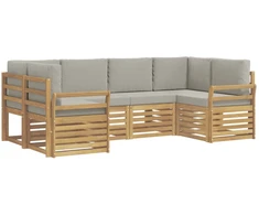 Lauko sofos komplektas 6 pcs Balta ir šviesiai pilka