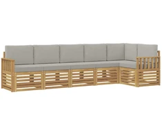 Lauko sofos komplektas 6 pcs Balta ir šviesiai pilka
