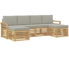 Lauko sofos komplektas 6 pcs Balta ir šviesiai pilka