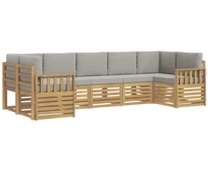 Lauko sofos komplektas 6 pcs Balta ir šviesiai pilka