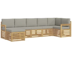 Lauko sofos komplektas 6 pcs Balta ir šviesiai pilka