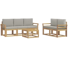 Lauko sofos komplektas 6 pcs Balta ir šviesiai pilka