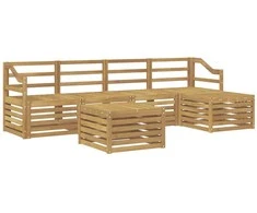 Lauko sofos komplektas 6 pcs Balta Kietos akacijos mediena