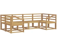 Lauko sofos komplektas 6 pcs Balta Kietos akacijos mediena