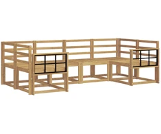 Lauko sofos komplektas 6 pcs Balta Kietos akacijos mediena