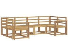 Lauko sofos komplektas 6 pcs Balta Kietos akacijos mediena
