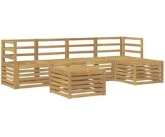 Lauko sofos komplektas 6 pcs Balta Kietos akacijos mediena