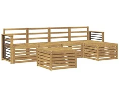 Lauko sofos komplektas 6 pcs Balta Kietos akacijos mediena