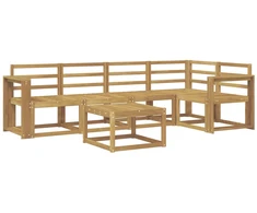 Lauko sofos komplektas 6 pcs Balta Kietos akacijos mediena