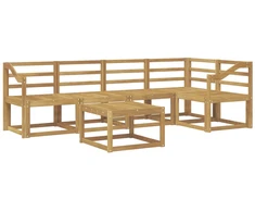Lauko sofos komplektas 6 pcs Balta Kietos akacijos mediena