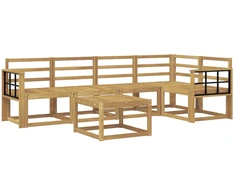 Lauko sofos komplektas 6 pcs Balta Kietos akacijos mediena