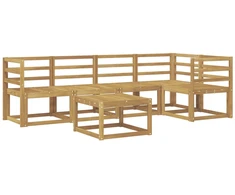 Lauko sofos komplektas 6 pcs Balta Kietos akacijos mediena