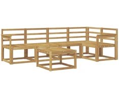 Lauko sofos komplektas 6 pcs Balta Kietos akacijos mediena