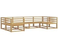 Lauko sofos komplektas 6 pcs Balta Kietos akacijos mediena