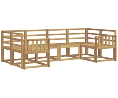 Lauko sofos komplektas 6 pcs Balta Kietos akacijos mediena