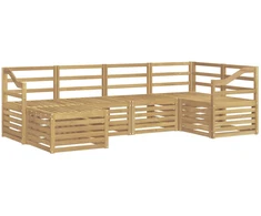Lauko sofos komplektas 6 pcs Balta Poliesteris