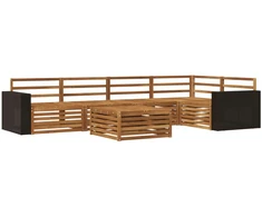 Lauko sofos komplektas 6 pcs Natūrali 79 x 79 x 37 cm