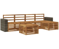Lauko sofos komplektas 6 pcs Natūrali