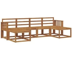 Lauko sofos komplektas 6 pcs Natūrali Apdirbta mediena