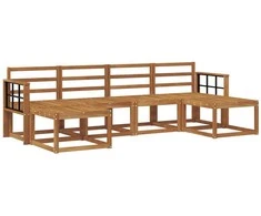Lauko sofos komplektas 6 pcs Natūrali Apdirbta mediena