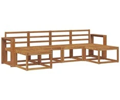 Lauko sofos komplektas 6 pcs Natūrali Apdirbta mediena