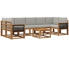 Lauko sofos komplektas 6 pcs Natūrali ir šviesiai pilka