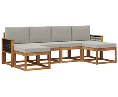 Lauko sofos komplektas 6 pcs Natūrali ir šviesiai pilka