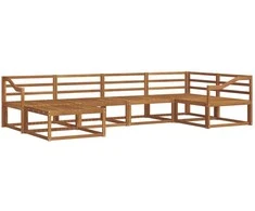 Lauko sofos komplektas 6 pcs Natūrali Kietos akacijos mediena