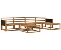 Lauko sofos komplektas 6 pcs Natūrali Kietos akacijos mediena