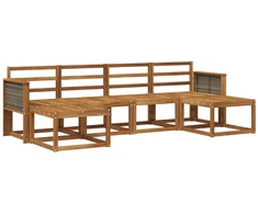 Lauko sofos komplektas 6 pcs Natūrali Kietos akacijos mediena