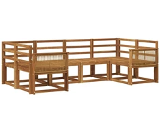 Lauko sofos komplektas 6 pcs Natūrali Kietos akacijos mediena