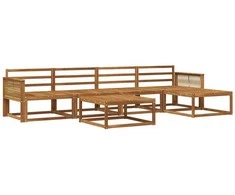 Lauko sofos komplektas 6 pcs Natūrali Kietos akacijos mediena