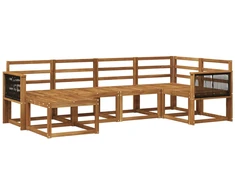 Lauko sofos komplektas 6 pcs Natūrali Kietos akacijos mediena