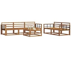 Lauko sofos komplektas 6 pcs Natūrali Kietos akacijos mediena