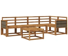 Lauko sofos komplektas 6 pcs Natūrali Kietos akacijos mediena