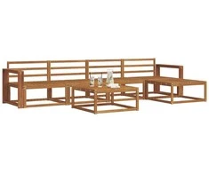 Lauko baldų komplektas Lauko sofos komplektas 6 pcs Natūrali Kietos akacijos mediena