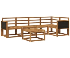 Lauko sofos komplektas 6 pcs Natūrali Kietos akacijos mediena