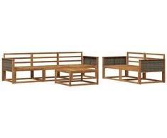 Lauko sofos komplektas 6 pcs Natūrali Kietos akacijos mediena